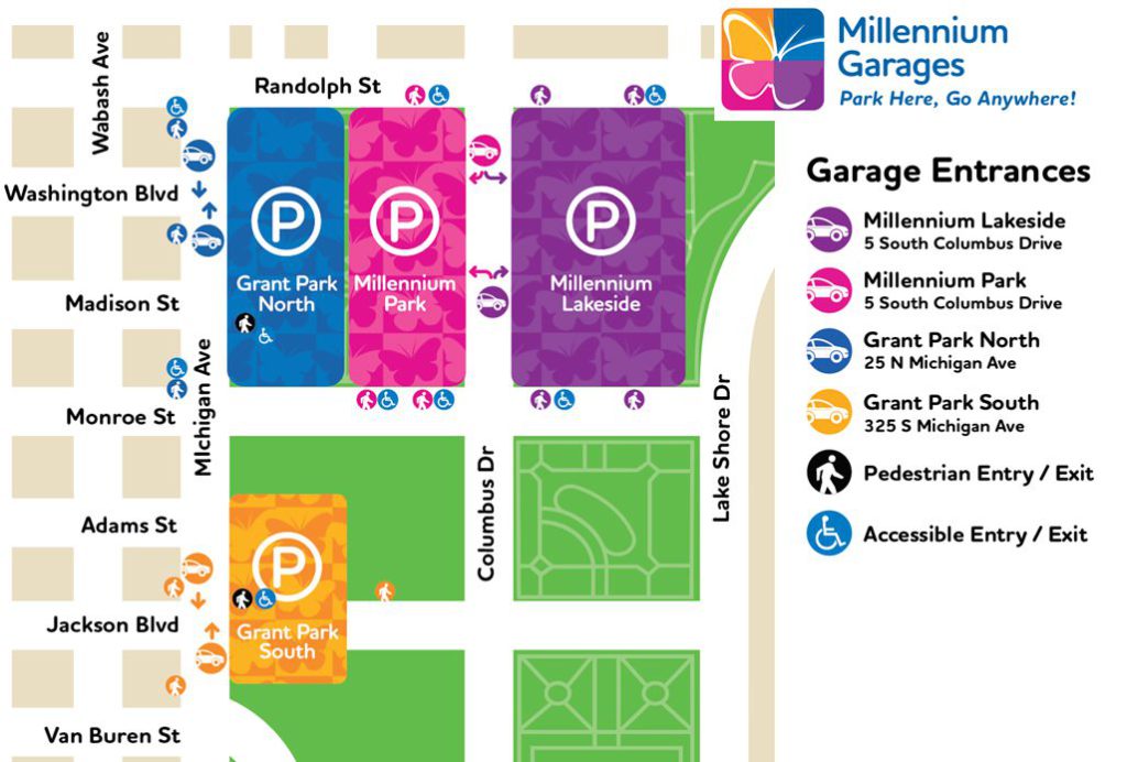 Millennium Park Map   Millennium Garages Entry Exit Map 2 1024x692 