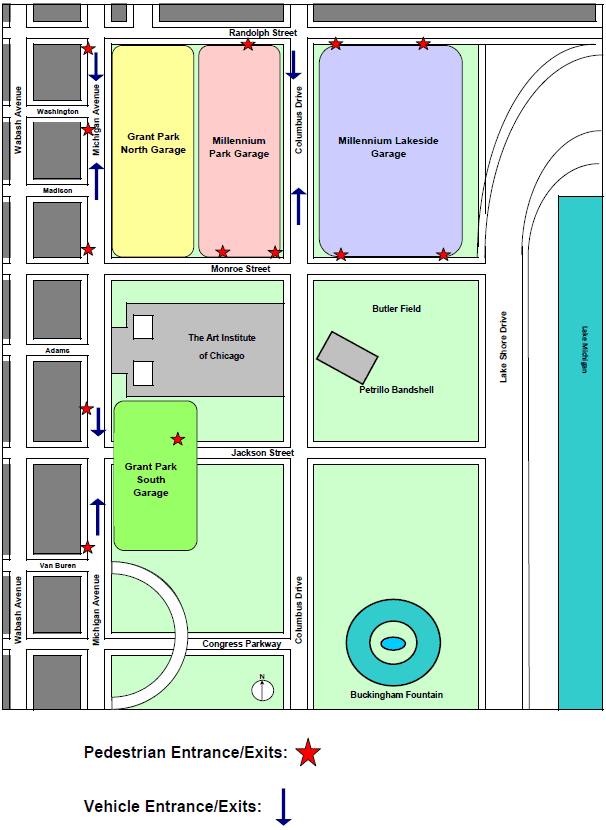 Map for Millennium Garage Entrance
